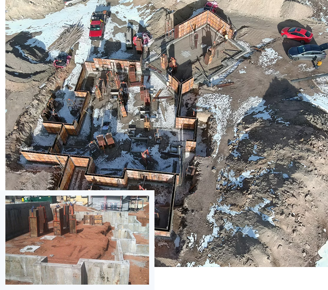 Ajax Concrete Project Aerial and Footings